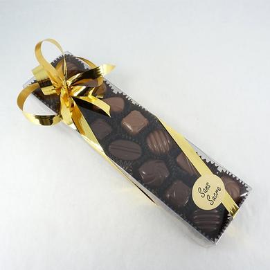 Boite transparente 14 chocolats belge édulcorés au maltitol