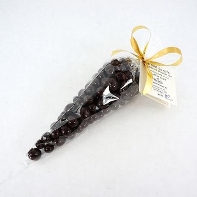 Coffee beans coated with dark chocolate