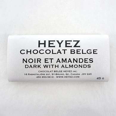 Black Belgian chocolate bar and almonds