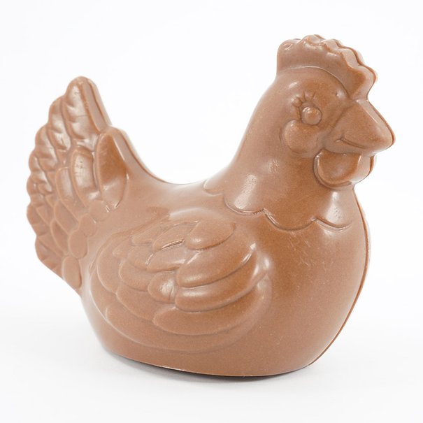 Petite poule rigolote en chocolat noir, garnie - 80g - Espèce de Ganache -  Chocolaterie artisanale